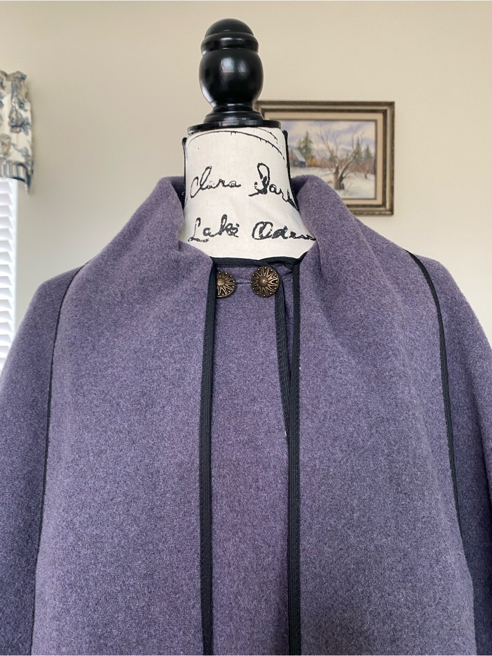 James Pringle Weavers Scottish Purple Wool Cape Coat with Tassel Trim NWT - Picture 2 of 7